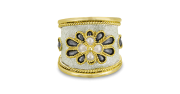 Black and White Byzantine Flower Ring